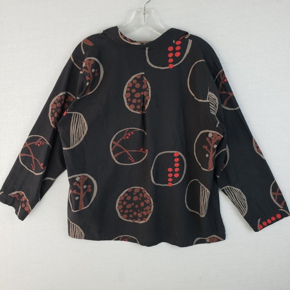 Mona Lisa Mao Mam Jacket Shirt Boxy Lagenlook Art-to-wear Abstract Print O/S - Picture 8 of 15